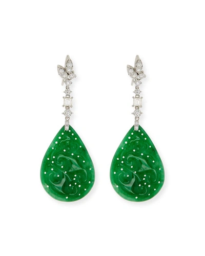 David C.a. Lin 18k Jadeite & Diamond Pear Drop Earrings
