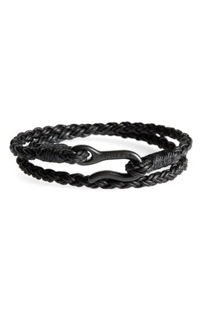 Caputo & Co Braided Leather Wrap Bracelet In Black