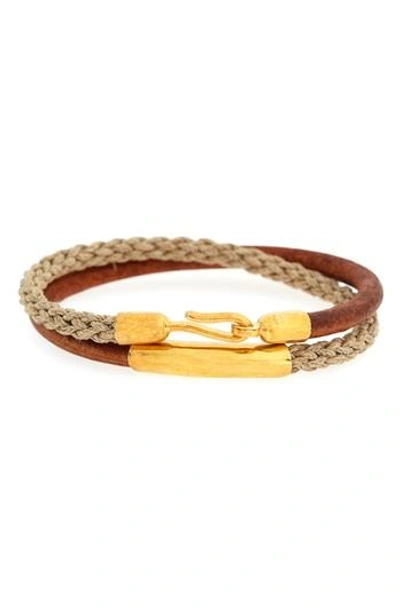 Caputo & Co Leather & Jute Wrap Bracelet In Tan