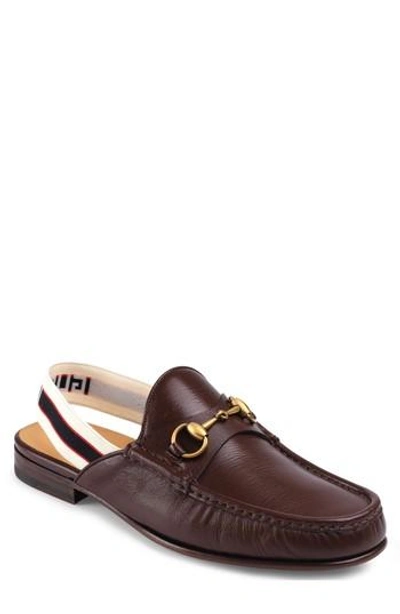 Gucci Roos Horsebit Slingback-strap Leather Loafers In Light Brown