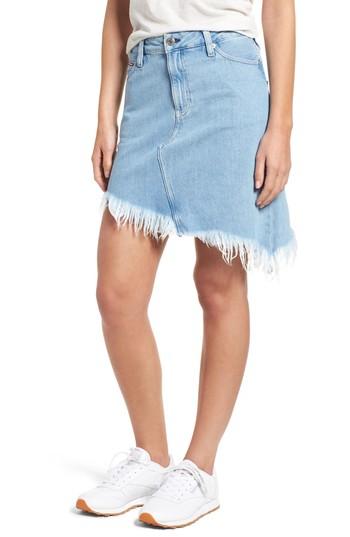 destructed denim skirt
