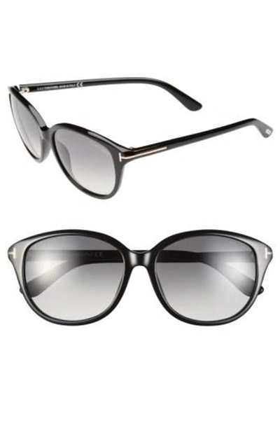 Tom Ford Women's Karmen Cat Eye Sunglasses, 57mm In Black/gray Gradient