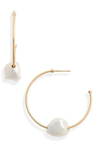 Meadowlark Baroque Cultured Freshwater Pearl Hoop Earrings In Gold