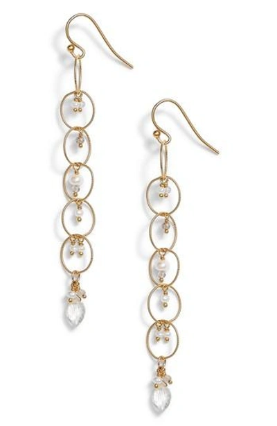Chan Luu Chain Hoop Drop Earrings With Pearls In White Mix