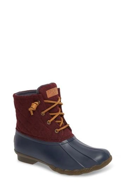 Sperry Saltwater Duck Boot In Navy/ Maroon