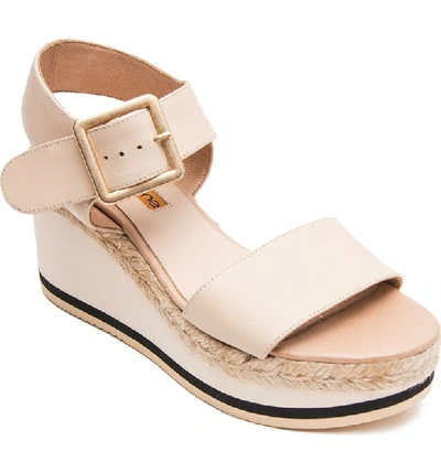 Andre Assous Women's Carmela Leather Platform Wedge Sandals In Cream Leather