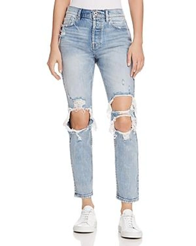 Pistola Mom High-rise Distressed Straight-leg Jeans In Up In Flames