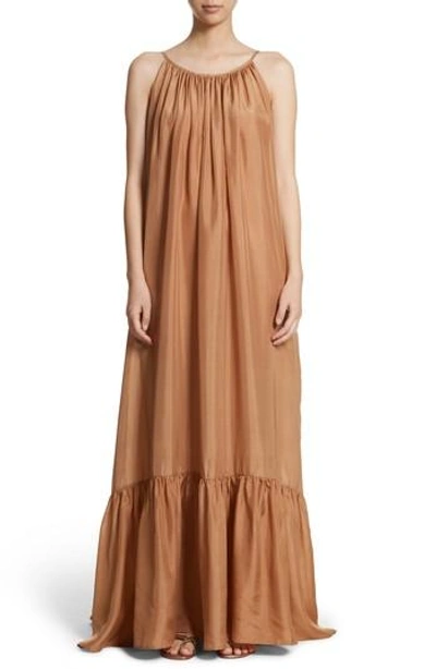 Kalita Brigitte Silk Maxi Dress In Amber