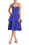 Dress The Population Yasmin Tiered Dress In Blue/ Violet