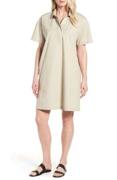 Eileen Fisher Organic Cotton Poplin Shirtdress In Pebble