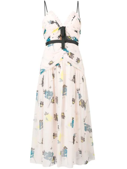 self portrait sleeveless floral printed dress
