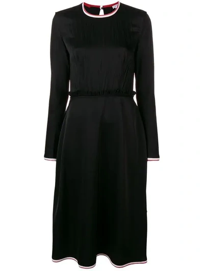 Loewe Black Ruffle-trimmed Satin Midi Dress