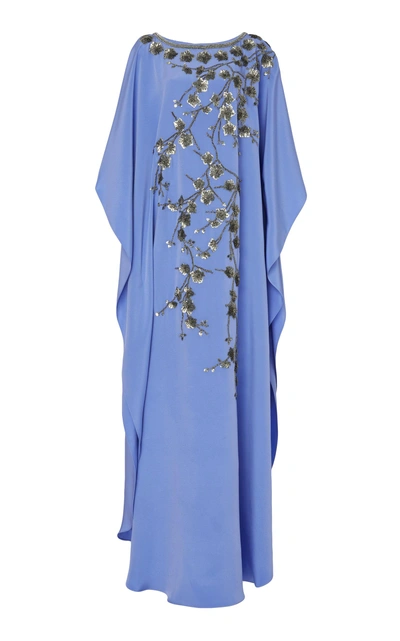 Joanna Mastroianni Exclusive Floral Embellished Silk Caftan In Blue