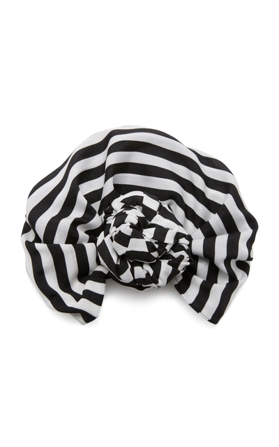Julia Clancey Exclusive Edith Striped Satin Headwrap In Black/white