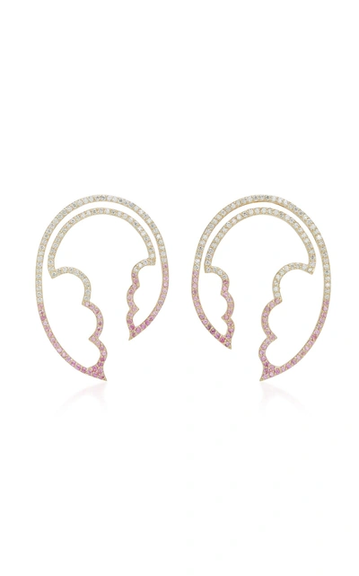Ilana Ariel Jasmine 14k Gold, Diamonds And Sapphire Earrings In Pink
