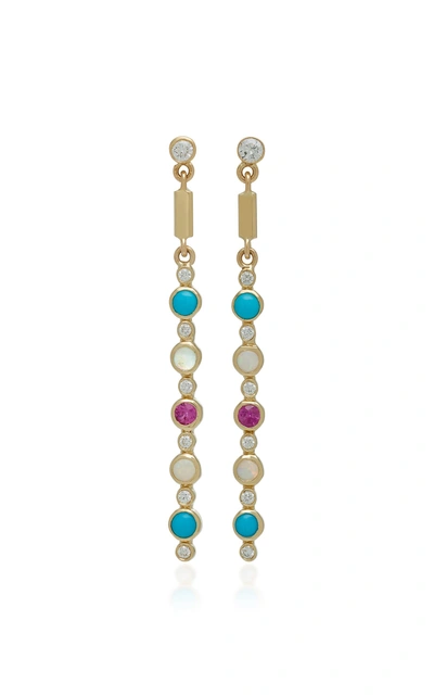 Ilana Ariel Dot Matchstick 14k Gold Multi-stone Earrings