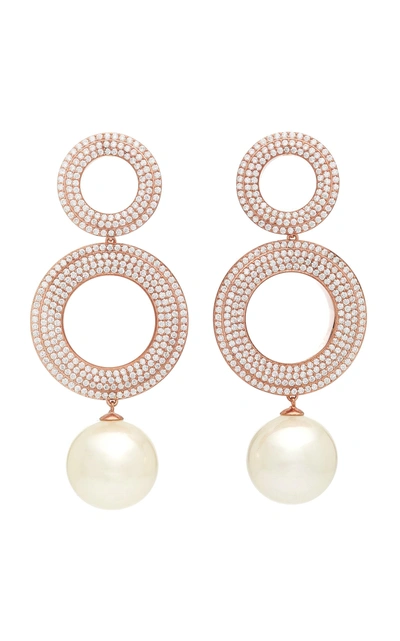 Joanna Laura Constantine Grommets Gold-plated Brass Cubic Zirconia And Pearl Earrings