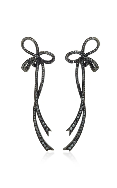 Colette Jewelry Large Bow 18k Black Gold Diamond Earrings