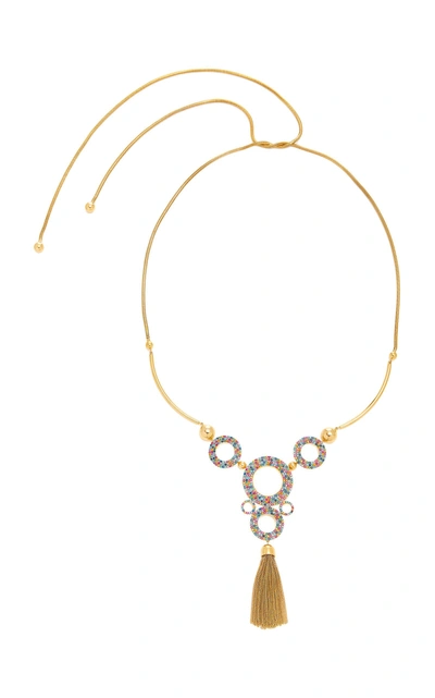 Joanna Laura Constantine Long Chain Rainbow Grommets Gold-plated Brass And Cubic Zirconia Necklace In Multi