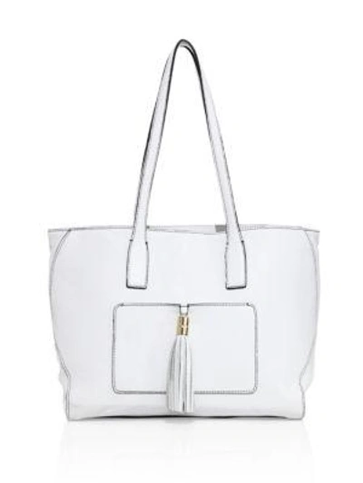 Milly Astor Large Pebble Leather Tote In White