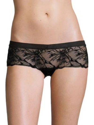 La Perla Wisteria Floral Lace Boyshorts In Black