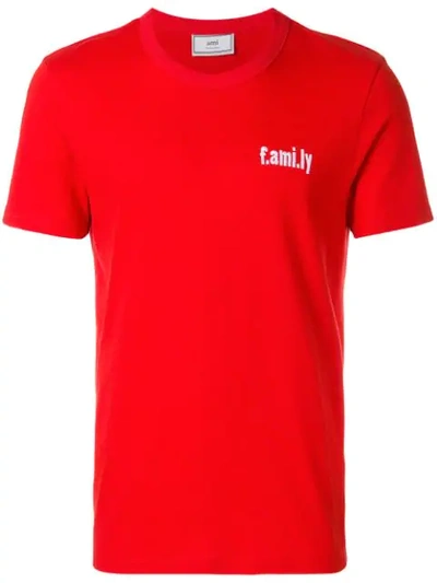 Ami Alexandre Mattiussi T-shirt With Family Embroidery In Red