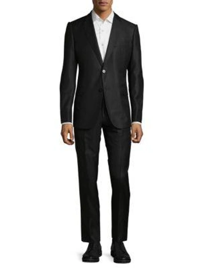 Armani Collezioni Virgin Wool-blend Suit In Black