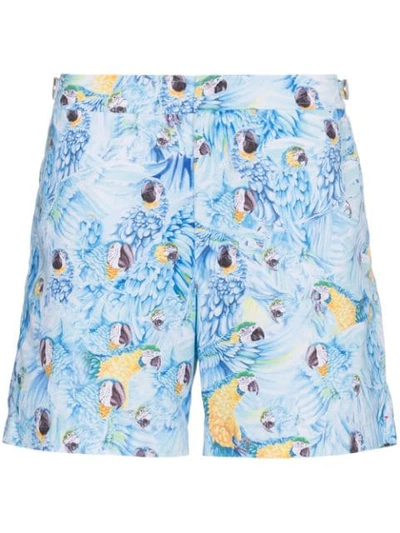 Orlebar Brown Bulldog Parrot Print Swim Shorts In Blue