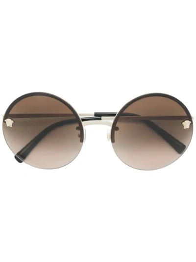 Versace Round Shaped Sunglasses In Metallic