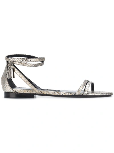 Tom Ford Ankle Strap Sandals In Metallic