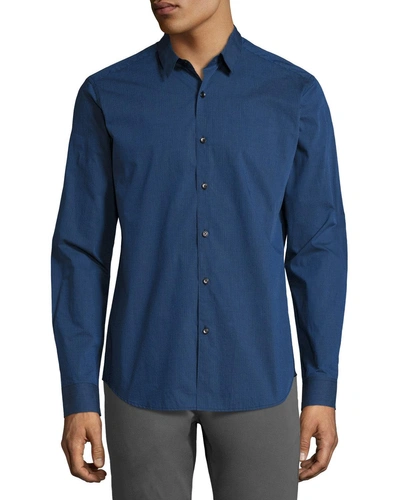 Theory Zack Tonal Pinstripe Sport Shirt, Bright Blue