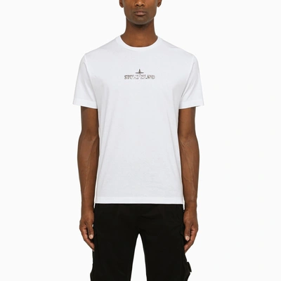 Stone Island White Crew-neck T-shirt With Logo