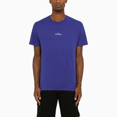 Stone Island Blue Crew-neck T-shirt With Logo
