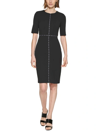 Calvin Klein Womens Logo Knee Length Sheath Dress In Black