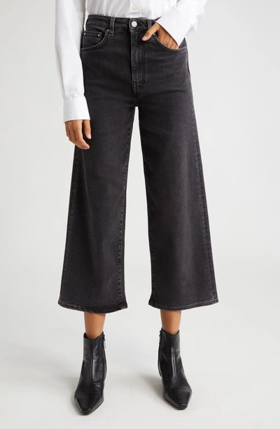 Totême High Waist Crop Flare Jeans In Grey Wash