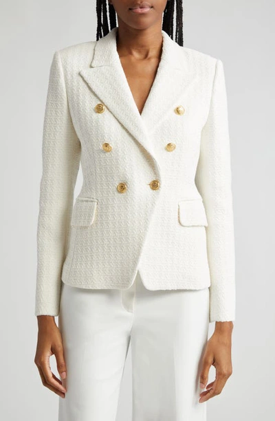 Judith & Charles Rothco Double Breasted Tweed Blazer In Cream