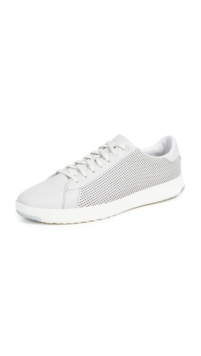 Cole Haan Men's Grandpro Perforated Leather Tennis Sneakers In White Leather