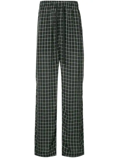 Ex Infinitas Off The Grid Checked Drawstring Trousers In Black