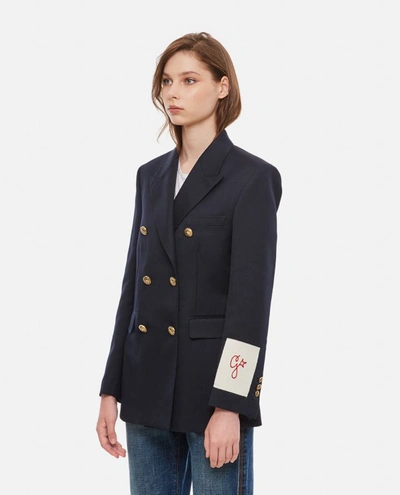 Golden Goose Wool Double Breasted Blazer In Blue