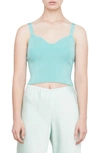 Vince Sweetheart Rib Crop Tank In Aqua Dew