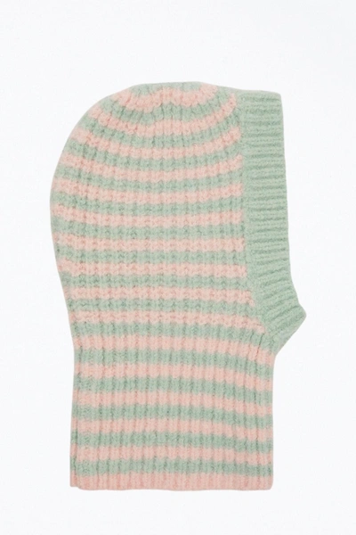 Helmstedt Alisa Alpaca-blend Balaclava In Green/pink Stripes