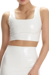 Commando Patent Faux Leather Crop Top In White