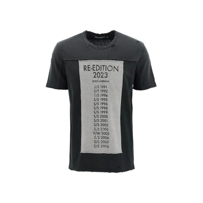 Dolce & Gabbana Printed Cotton T-shirt In Black