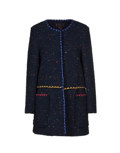 Femme By Michele Rossi Coats In Dark Blue