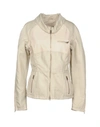 Armani Jeans Leather Jacket In Sand