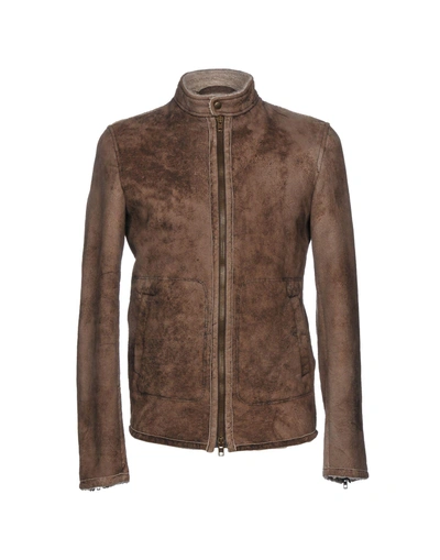 Salvatore Santoro Leather Jacket In Khaki