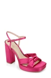 Jewel Badgley Mischka Women's Valencia Square Toe Evening Platform Sandals In Pink Punch Satin