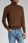 Tom Ford Fine Gauge Merino Wool Turtleneck Sweater In Brown