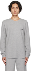 Hugo Boss Gray Embroidered Long Sleeve T-shirt In Grey