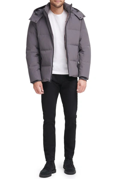 Cole Haan Hooded Zip Puffer Down Jacket In Charcoal